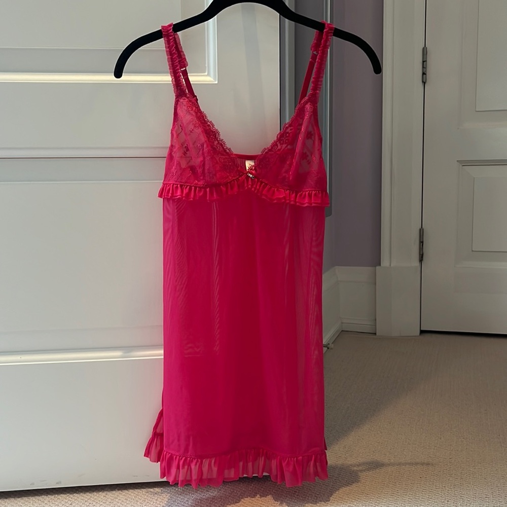Hot pink slip dress